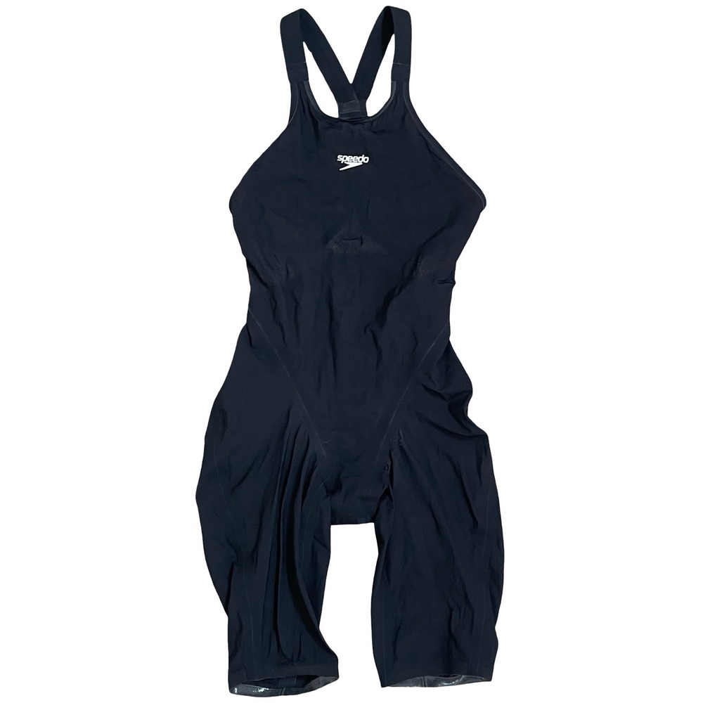 Speedo LZR Pure Intent Kneeskin Womens 20 Black FINA Open Back Tech Suit 8-11978